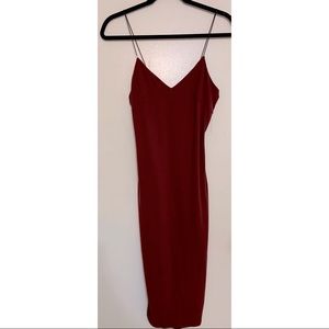 Maroon Spaghetti Strap Bodycon Dress